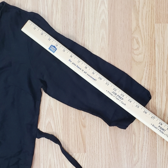 MNG Mango casual size 4 Loli linen blend 3/4 sleeves v neck midi dress black - Picture 13 of 14